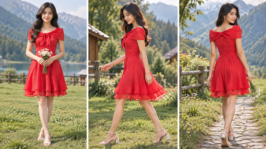 Red Off-the-Shoulder Bow Detail Mini Dress