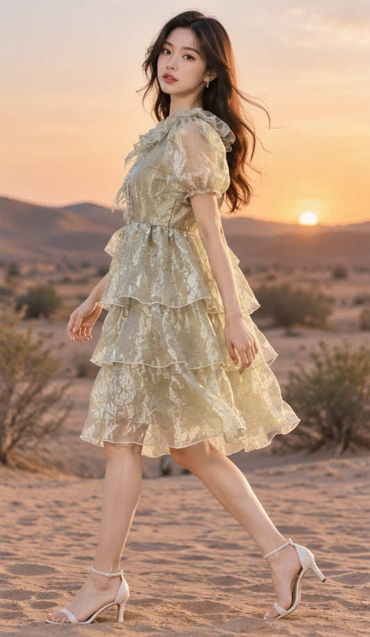 Taupe Satin Wrap Mini Dress